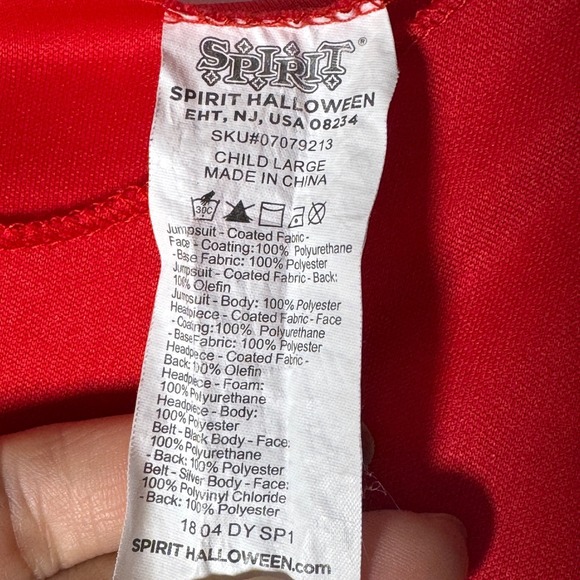 Spirit Halloween Red Viper Ninja Kids Costume Large‎ 10-12 Red Black Hood Mask - Picture 6 of 8